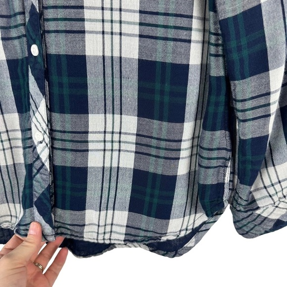 Rails Sz M Women's Kendra White Navy Forest Thick Lined Button Down Shirt - Picture 6 of 14